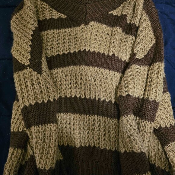 Brown Striped Sweater M - Picture 1 of 3